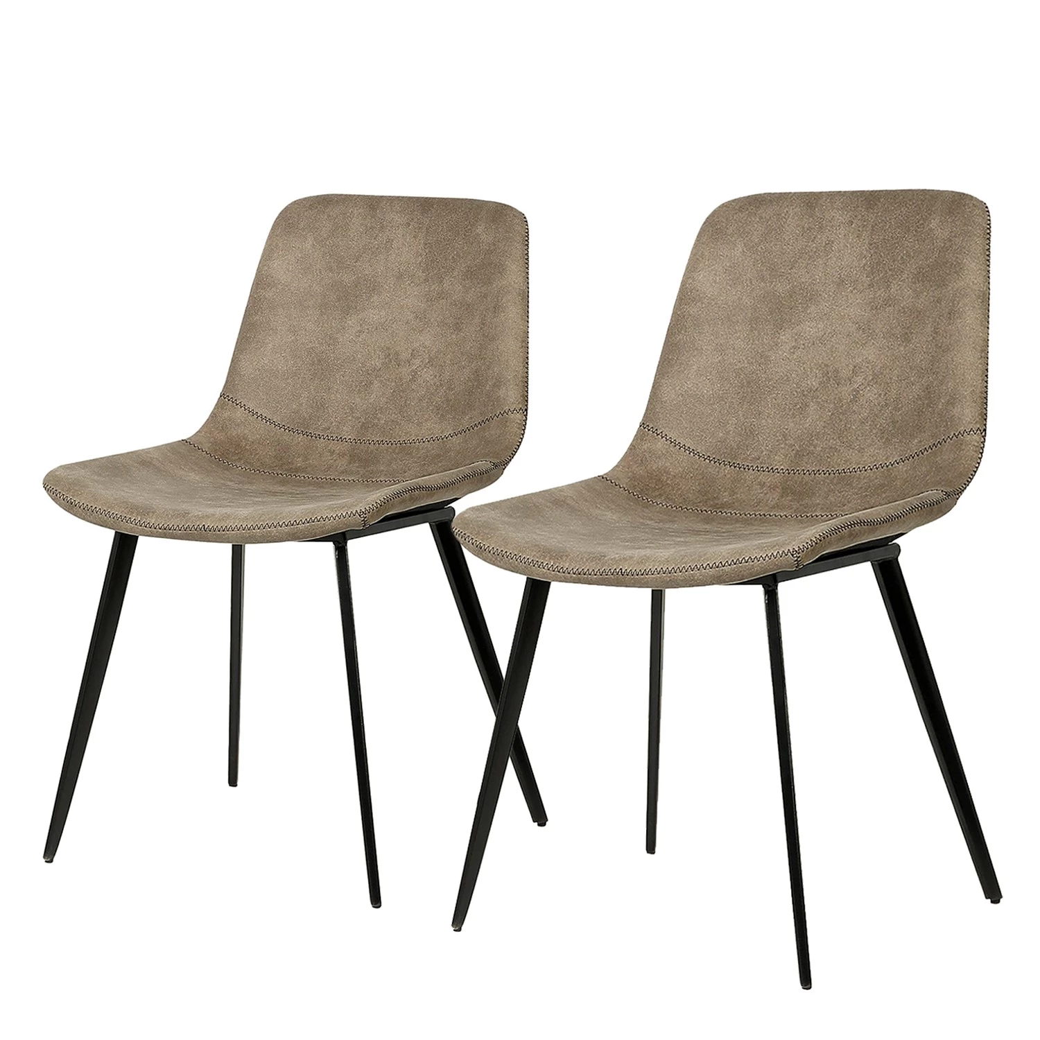 Ars manufacti Chaises Teini (lot de 2) - microfibre / Acier - Microfibre Colby: Cappuccino vintage 3 Ars manufacti Chaises Teini (lot de 2) - microfibre / Acier - Microfibre Colby: Cappuccino vintage