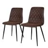 Ars manufacti Chaise capitonnée Tervo - microfibre / Acier - Microfibre Colby: Marron foncé vintage - Lot de 2