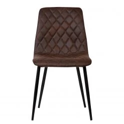 Ars manufacti Chaise capitonnée Tervo - microfibre / Acier - Microfibre Colby: Marron foncé vintage - Lot de 2 -Chaises Soldes 2022 1000176747 201013 13591400049 DETAILS P000000001000176747