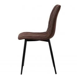 Ars manufacti Chaise capitonnée Tervo - microfibre / Acier - Microfibre Colby: Marron foncé vintage - Lot de 2 -Chaises Soldes 2022 1000176747 201013 13591400050 DETAILS P000000001000176747