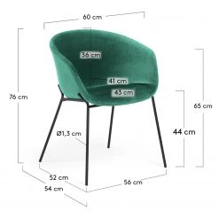 Norrwood Chaises à accoudoirs Baxa II - Velours / Acier - Noir - Vert -Chaises Soldes 2022 1000176895 190614 06442100043 GALLERYIMAGES P000000001000176895