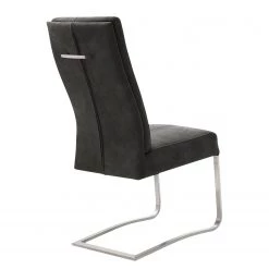 Fredriks Chaises cantilever Bury I (lot de 2) - Imitation cuir / Acier inoxydable - Noir -Chaises Soldes 2022 1000178998 190725 10290700011 DETAILS P000000001000178998