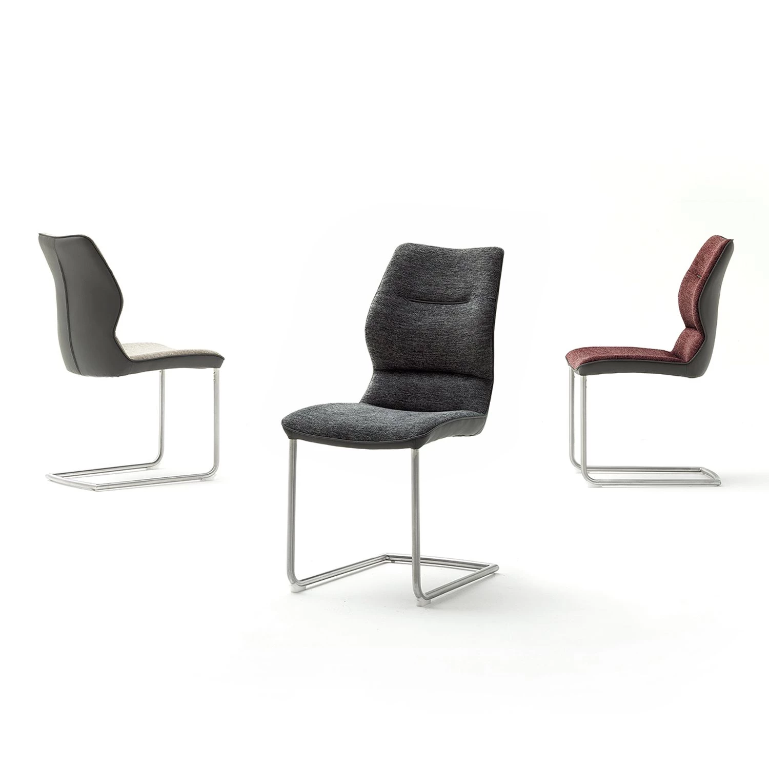 Fredriks Chaises cantilever Kiama (lot de 2) - Imitation cuir / Tissé à plat - Acier inoxydable - Bordeaux 4 Fredriks Chaises cantilever Kiama (lot de 2) - Imitation cuir / Tissé à plat - Acier inoxydable - Bordeaux – Image 2