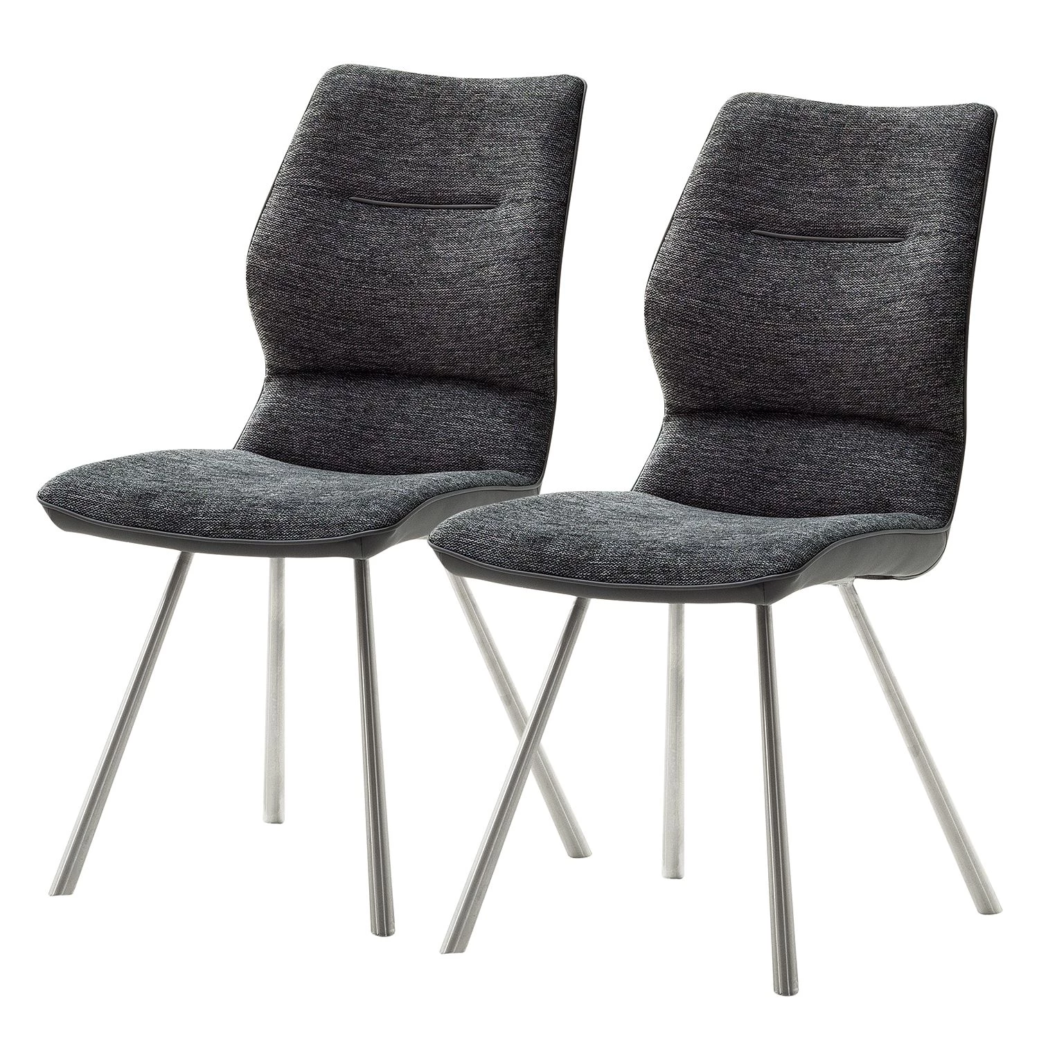 Fredriks Chaises Kiama (lot de 2) - Imitation cuir / Tissé à plat - Acier inoxydable - Anthracite 3 Fredriks Chaises Kiama (lot de 2) - Imitation cuir / Tissé à plat - Acier inoxydable - Anthracite
