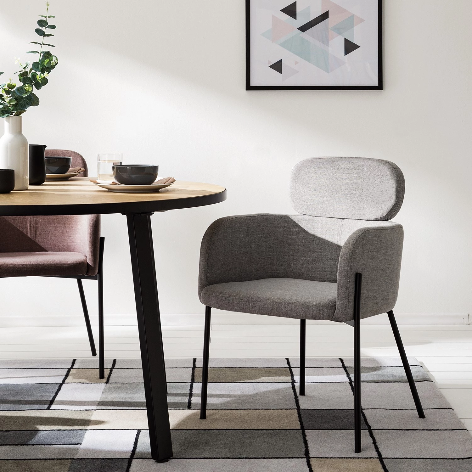 Mørteens Chaises à accoudoirs Menly - Tissu / Métal - Noir - Gris 4 Mørteens Chaises à accoudoirs Menly - Tissu / Métal - Noir - Gris – Image 2