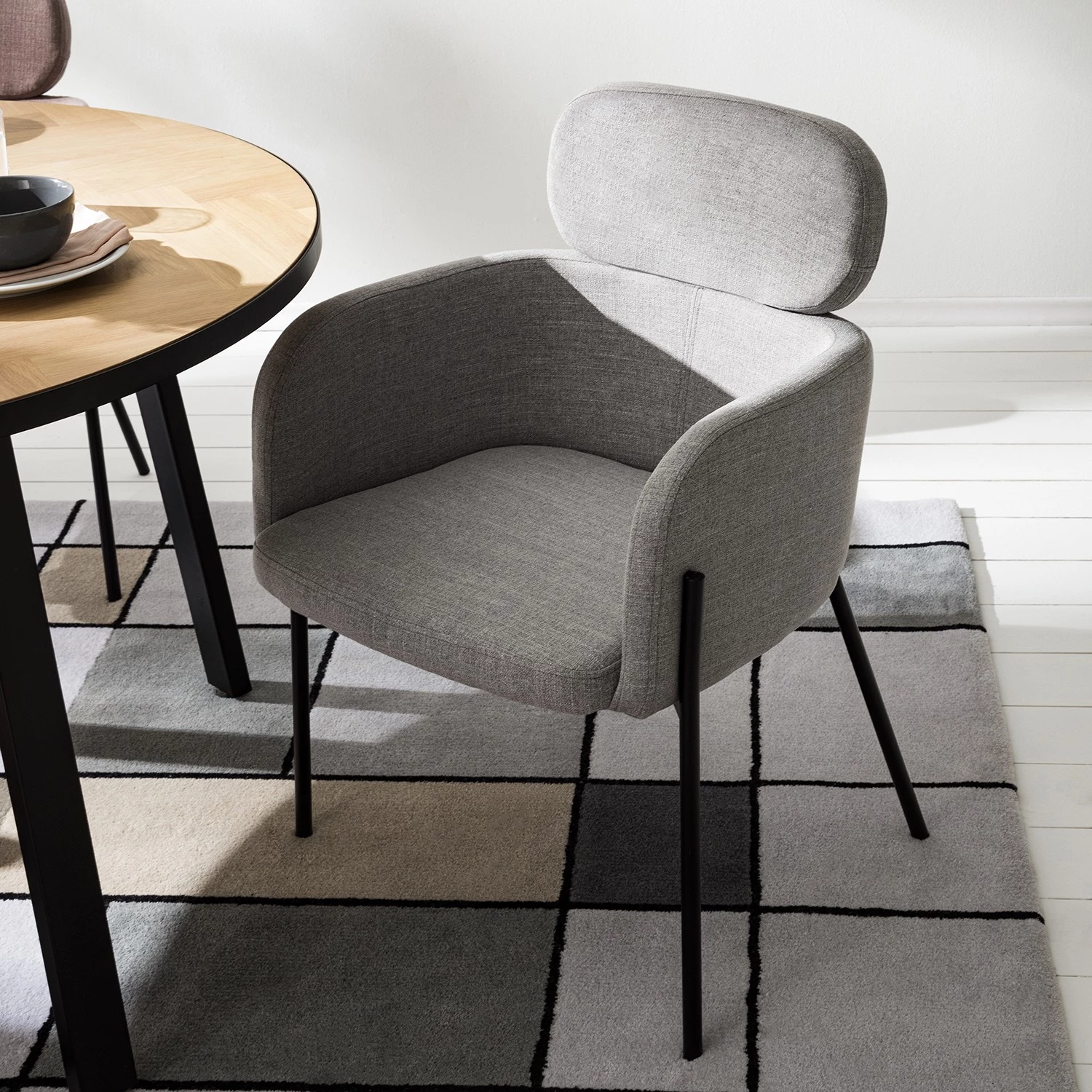 Mørteens Chaises à accoudoirs Menly - Tissu / Métal - Noir - Gris 6 Mørteens Chaises à accoudoirs Menly - Tissu / Métal - Noir - Gris – Image 4