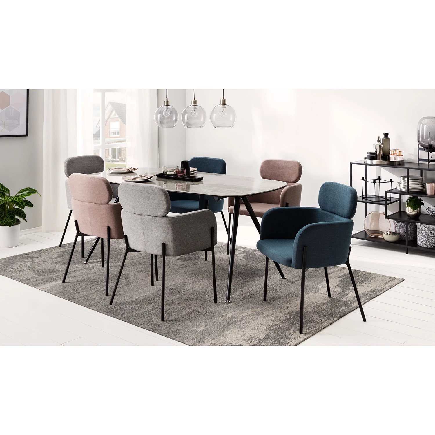 Mørteens Chaises à accoudoirs Menly - Tissu / Métal - Noir - Gris 5 Mørteens Chaises à accoudoirs Menly - Tissu / Métal - Noir - Gris – Image 3