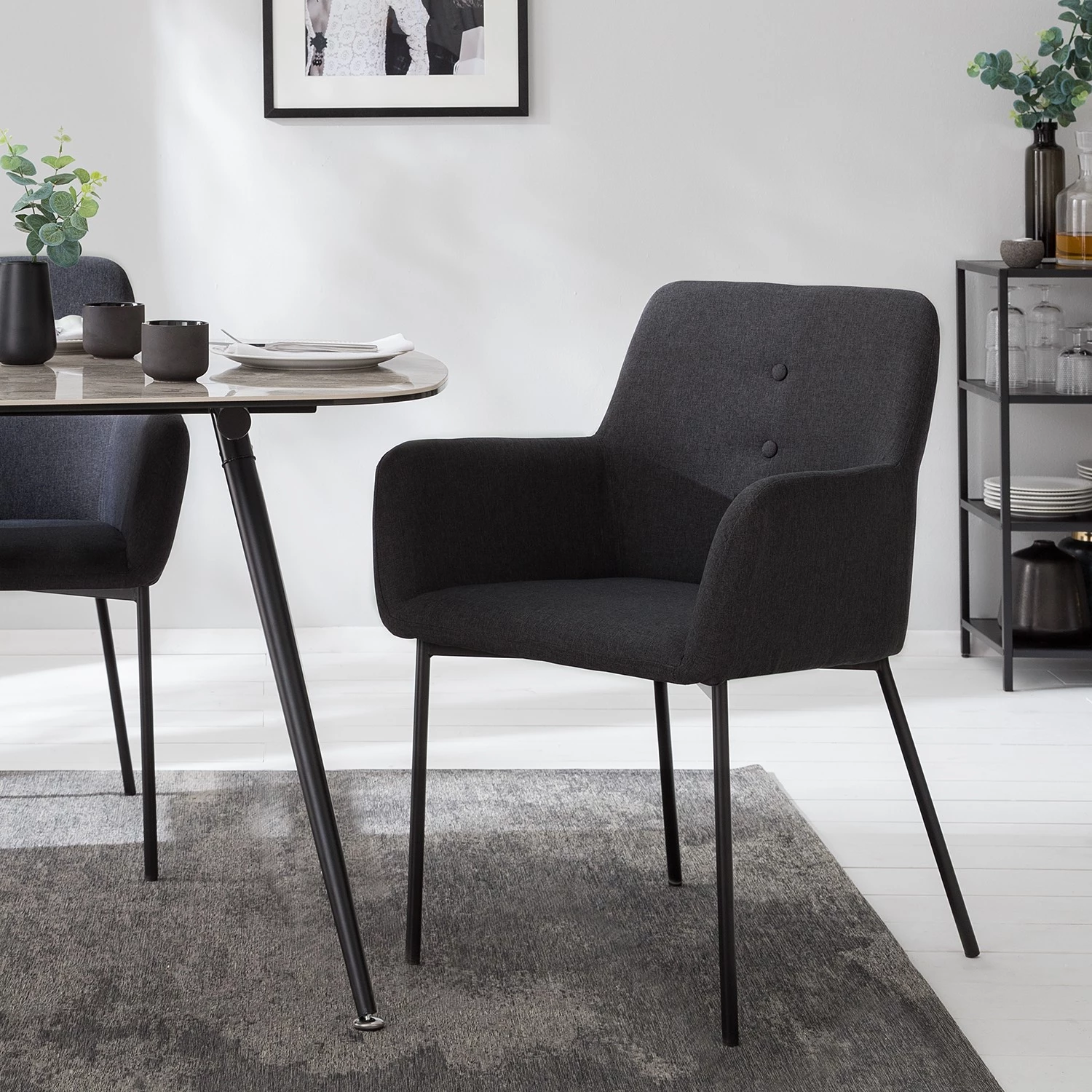 Mørteens Chaises à accoudoirs Mehle - Tissu / Métal - Noir - Anthracite 4 Mørteens Chaises à accoudoirs Mehle - Tissu / Métal - Noir - Anthracite – Image 2