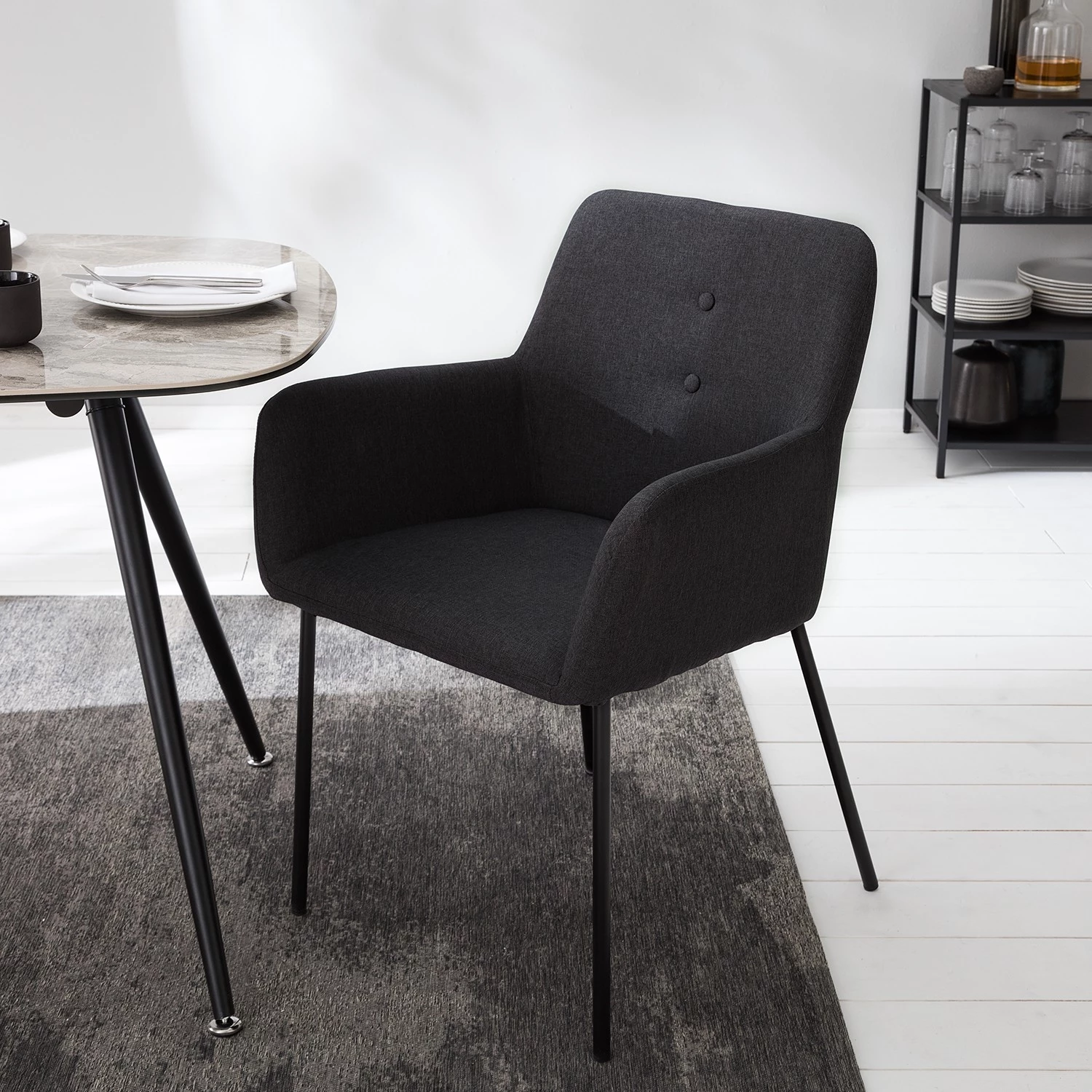 Mørteens Chaises à accoudoirs Mehle - Tissu / Métal - Noir - Anthracite 6 Mørteens Chaises à accoudoirs Mehle - Tissu / Métal - Noir - Anthracite – Image 4