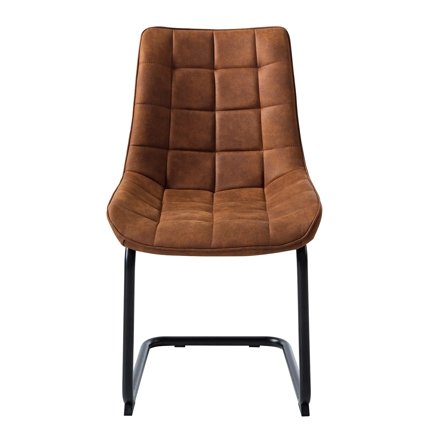 Fredriks Chaise cantilever Kemmel - Microfibre / Métal - Noir - Cognac - Lot de 2 6 Fredriks Chaise cantilever Kemmel - Microfibre / Métal - Noir - Cognac - Lot de 2 – Image 4