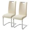 Fredriks Chaises cantilever Nevia I - Imitation cuir / Métal - Chrome - Cuir synthétique Aleli: Créme - Lot de 2 -Chaises Soldes 2022 1000183823 200131 13175500066 IMAGE P000000001000183823