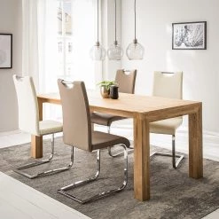 Fredriks Chaises cantilever Nevia I - Imitation cuir / Métal - Chrome - Cuir synthétique Aleli: Créme - Lot de 2 -Chaises Soldes 2022 1000183823 200206 06303500053 MOOD DETAILS P000000001000183823 mood