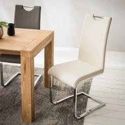 Fredriks Chaises cantilever Nevia I - Imitation cuir / Métal - Chrome - Cuir synthétique Aleli: Créme - Lot de 2 -Chaises Soldes 2022 1000183823 200206 06303500054 DETAILS P000000001000183823