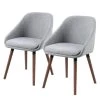 Mørteens Chaises à accoudoirs Maadi (lot de 2) - Tissu / Fer - Gris clair / Noyer -Chaises Soldes 2022 1000184087 190812 13043000002 IMAGE P000000001000184087