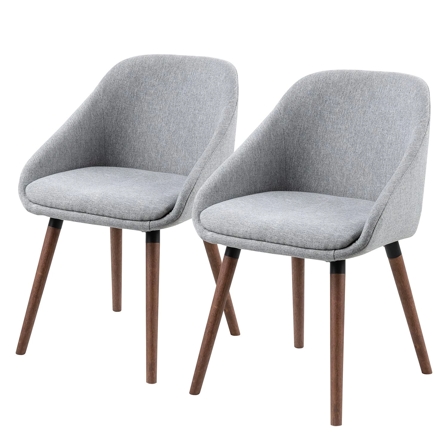 Mørteens Chaises à accoudoirs Maadi (lot de 2) - Tissu / Fer - Gris clair / Noyer 3 Mørteens Chaises à accoudoirs Maadi (lot de 2) - Tissu / Fer - Gris clair / Noyer