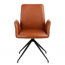 Fredriks Chaise à accoudoirs Mailly II - rotatif - Imitation cuir / Acier - Marron / Noir -Chaises Soldes 2022 1000184099 190812 13043900079 DETAILS P000000001000184099