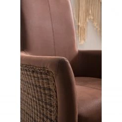 Ars Natura Chaises à accoudoirs Esquina - Imitation cuir / Rotin - Marron vintage / Marron clair chiné -Chaises Soldes 2022 1000184165 200317 14293500004 DETAILS P000000001000184165