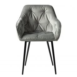 Jack & Alice Chaises à accoudoirs Tilly - Velours / Métal - Noir - Gris -Chaises Soldes 2022 1000184190 200207 09400600020 DETAILS P000000001000184190