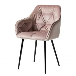 Jack & Alice Chaises à accoudoirs Tilly - Velours / Métal - Noir - Rose vieilli