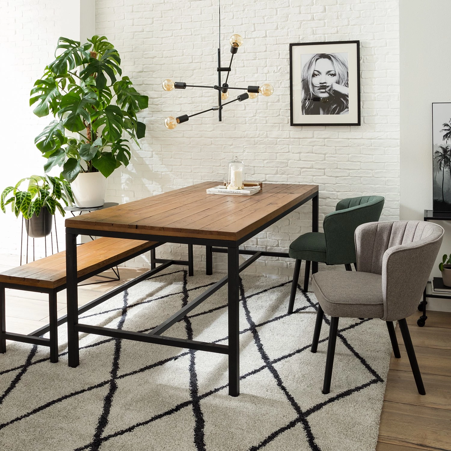 Mørteens Chaise capitonnée Sollia - Tissu / Hêtre massif - Noir - Gris 4 Mørteens Chaise capitonnée Sollia - Tissu / Hêtre massif - Noir - Gris – Image 2