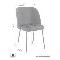 Jack & Alice Chaises Hollis (lot de 2) - Velours / Métal - Noir - Noir -Chaises Soldes 2022 1000189811 220322 500 SKETCH DETAILS P000000001000189811 sketch