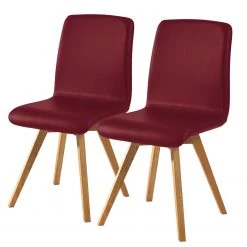 Schösswender Chaises Karla I (lot de 2) - Chêne sauvage massif - Rouge Bordeaux