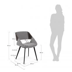 Norrwood Chaise capitonnée Zempin - Tissu / Métal - Imitation noyer - Gris clair -Chaises Soldes 2022 1000200199 200206 13510200001 SKETCH DETAILS P000000001000200199 sketch