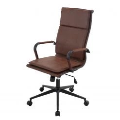 Ars manufacti Chaise de bureau Buyck - Microfibre / Métal - Marron vintage / Noir mat