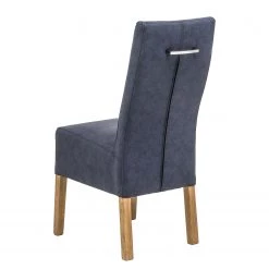 Ars Natura Chaises capitonnées Paki (lot de 2) - Imitation cuir / Chêne massif - Chêne / Bleu nuit -Chaises Soldes 2022 1000207584 200318 13323500016 DETAILS P000000001000207584