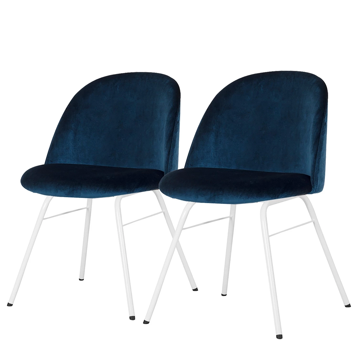Tenzo Chaises capitonnées Ally I (lot de 2) - Velours / Métal - Tissu Vika : Bleu nuit - Blanc 3 Tenzo Chaises capitonnées Ally I (lot de 2) - Velours / Métal - Tissu Vika : Bleu nuit - Blanc