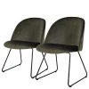Tenzo Chaises capitonnées Ally II (lot de 2) - Velours / Métal - Tissu Vika : Kaki - Noir -Chaises Soldes 2022 1000208604 200327 14010400053 IMAGE P000000001000208604