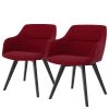 Tenzo Chaises à accoudoirs Sofia I (lot de 2) - Tissu / Chêne massif - Tissu Dyre : Rouge - Noir