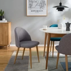 Mørteens Chaises capitonnées Jacklin II (2 él.) - Tissu / Métal - Imitation chêne - Gris clair -Chaises Soldes 2022 1000208746 210106 06513300001 MOOD DETAILS P000000001000208746 mood