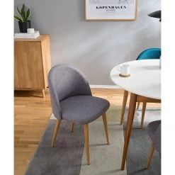 Mørteens Chaises capitonnées Jacklin II (2 él.) - Tissu / Métal - Imitation chêne - Gris clair -Chaises Soldes 2022 1000208746 210106 06513300002 MOOD DETAILS P000000001000208746 mood