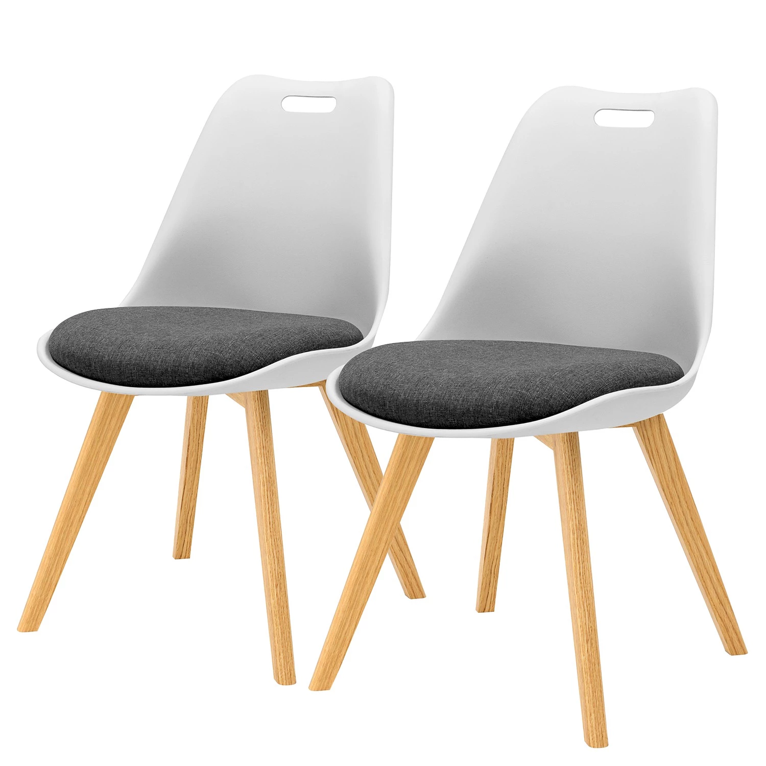 Tenzo Chaises capitonnées Gina III (lot de 2) - Tissu / Chêne massif - Blanc - Chêne clair 3 Tenzo Chaises capitonnées Gina III (lot de 2) - Tissu / Chêne massif - Blanc - Chêne clair