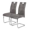 Loftscape Chaise cantilever La Paz II - Microfibre / Métal - Chrome - Gris vintage - Lot de 2