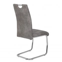 Loftscape Chaise cantilever La Paz II - Microfibre / Métal - Chrome - Gris vintage - Lot de 2 -Chaises Soldes 2022 1000209406 200402 15484900030 DETAILS P000000001000209406