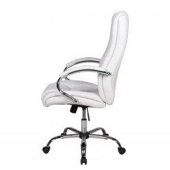 Duo Collection Fauteuil de direction Cedric - Imitation cuir / Métal - Blanc / Chrome -Chaises Soldes 2022 1000210733 200407 11051500027 DETAILS P000000001000210733