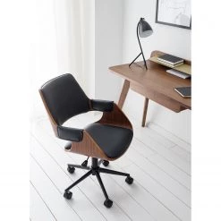Mørteens Chaise de bureau Luumaki - Imitation cuir - Noir / Noyer -Chaises Soldes 2022 1000210873 210129 12411800002 MOOD DETAILS P000000001000210873 mood