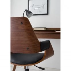 Mørteens Chaise de bureau Luumaki - Imitation cuir - Noir / Noyer -Chaises Soldes 2022 1000210873 210129 12411800003 DETAILS P000000001000210873