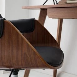 Mørteens Chaise de bureau Luumaki - Imitation cuir - Noir / Noyer -Chaises Soldes 2022 1000210873 210129 12411800009 DETAILS P000000001000210873