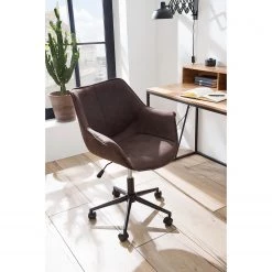 Ars manufacti Chaise de bureau Nurmes - Microfibre / Matière plastique - Marron vintage / Noir -Chaises Soldes 2022 1000210875 210125 15204700002 MOOD DETAILS P000000001000210875 mood