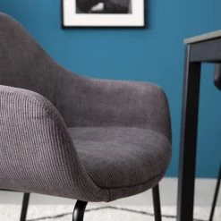 Jack & Alice Chaise capitonnée Richville - Velours côtelé / Fer - Gris / Noir -Chaises Soldes 2022 1000210877 201126 13152100012 DETAILS P000000001000210877