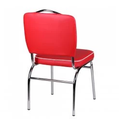 Mooved Chaise Eckero - Imitation cuir / Métal - Chrome - Rouge / Blanc -Chaises Soldes 2022 1000211715 200506 12472900030 DETAILS P000000001000211715