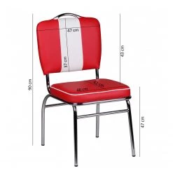 Mooved Chaise Eckero - Imitation cuir / Métal - Chrome - Rouge / Blanc -Chaises Soldes 2022 1000211715 200506 12472900031 SKETCH DETAILS P000000001000211715 sketch