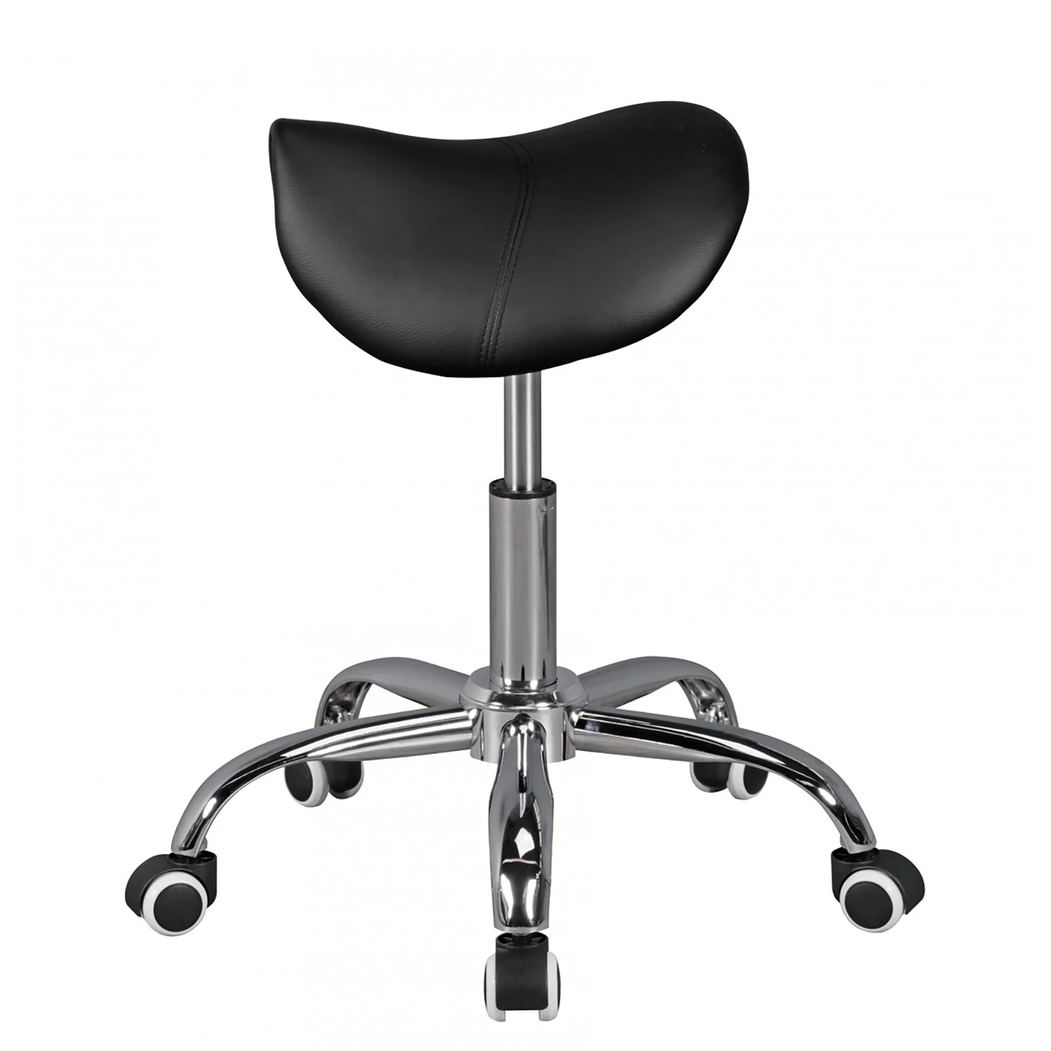 Furnitive Tabouret de bureau Cloquet - Imitation cuir / Métal - Chrome - Noir 6 Furnitive Tabouret de bureau Cloquet - Imitation cuir / Métal - Chrome - Noir – Image 4