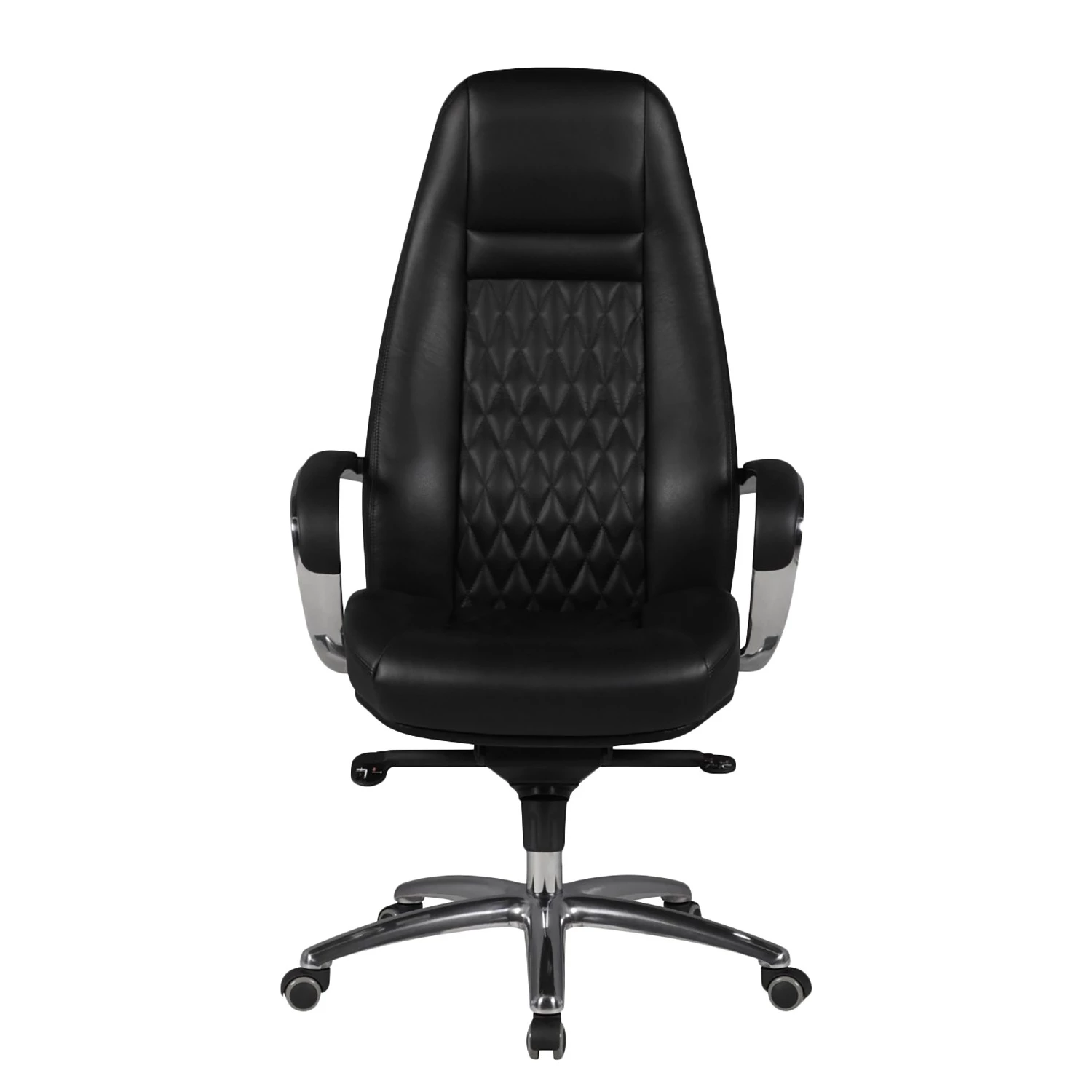 Furnitive Fauteuil de bureau Bracey - Cuir véritable / Aluminium - Noir 4 Furnitive Fauteuil de bureau Bracey - Cuir véritable / Aluminium - Noir – Image 2