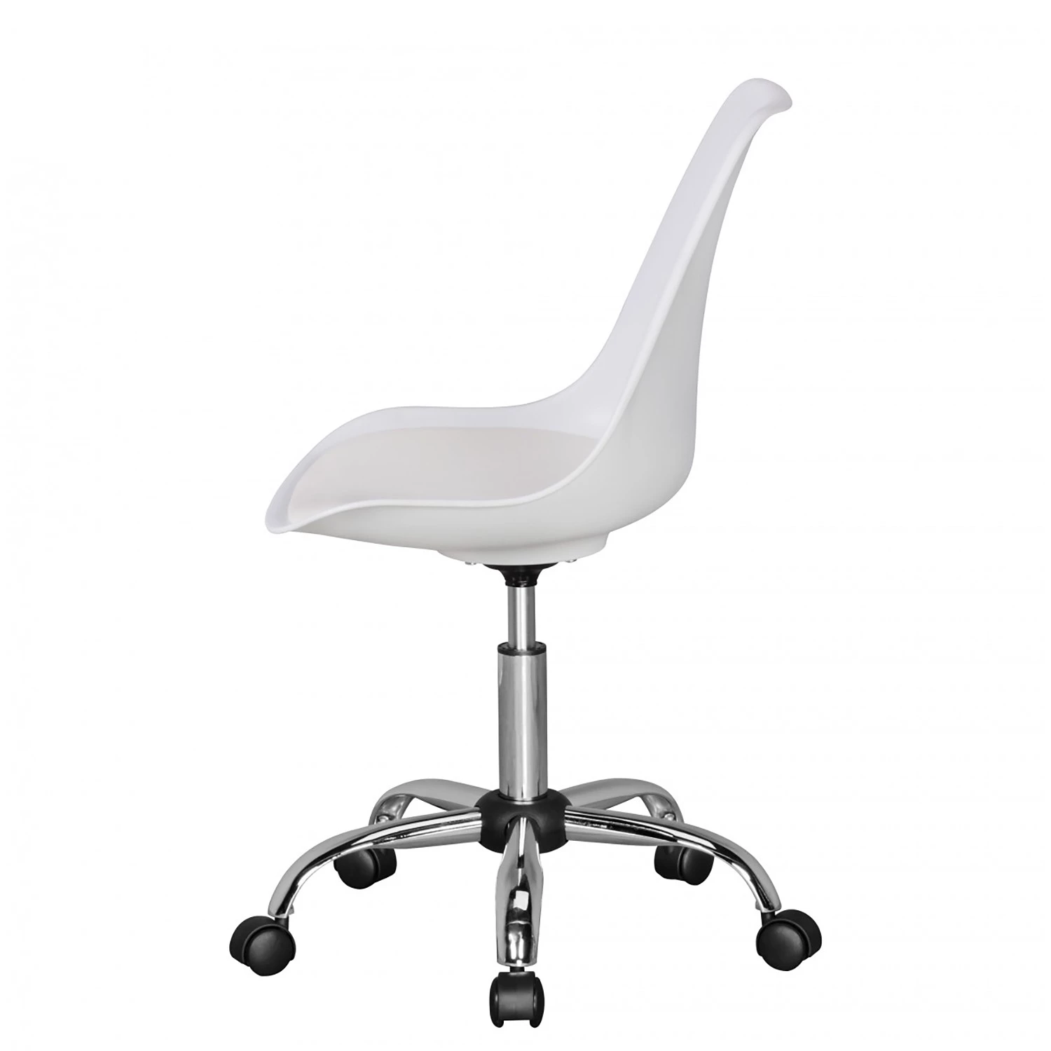 Furnitive Chaise pivotante Kahoka - Imitation cuir / Métal - Chrome - Blanc 5 Furnitive Chaise pivotante Kahoka - Imitation cuir / Métal - Chrome - Blanc – Image 3