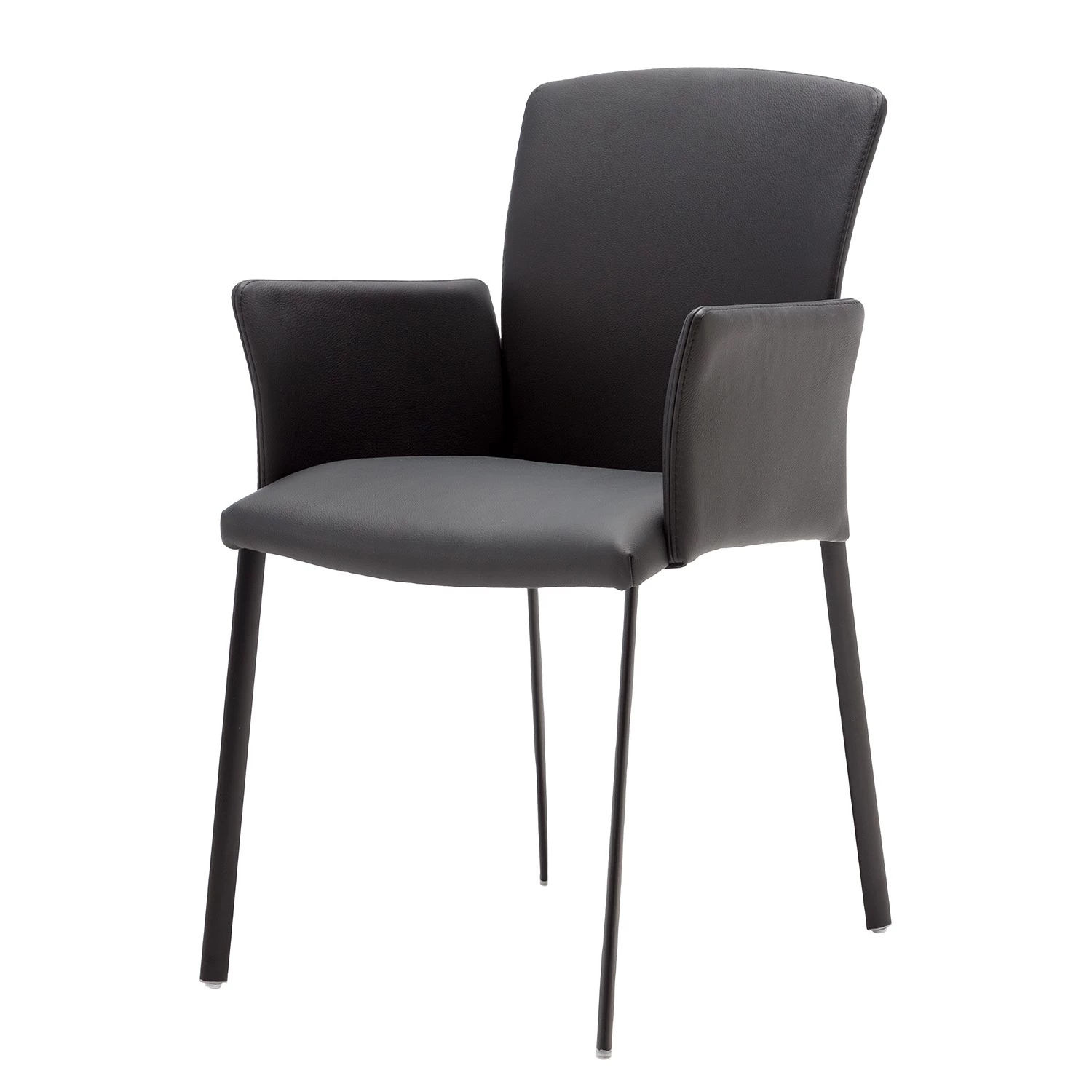 GWINNER Chaise à accoudoirs Carola - Cuir véritable / Fer - Noir 3 GWINNER Chaise à accoudoirs Carola - Cuir véritable / Fer - Noir