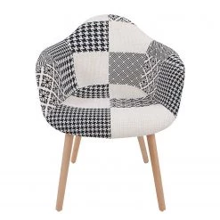 Kayoom Chaises à accoudoirs Dave (lot de 2) - Tissu / Hêtre massif - Noir / Blanc -Chaises Soldes 2022 1000214187 200529 06033100066 DETAILS P000000001000214187